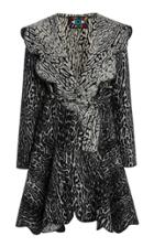 Moda Operandi Libertine Belted Scallop-trimmed Leopard-knit Wool Coat