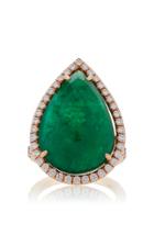Nina Runsdorf 18k Rose Gold Rose Cut Emerald Ring
