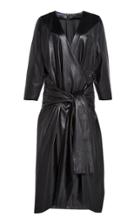 Moda Operandi Zeynep Aray Leather Wrap Midi Dress