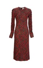 La Doublej Tinder Ruched-sleeve Tailored Leopard Midi Dress