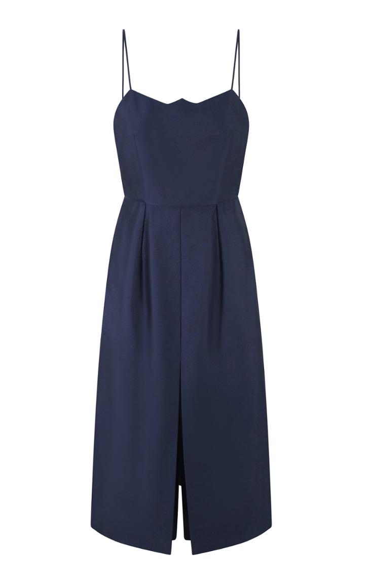 Moda Operandi Hanna Fiedler Antonio Angular-neck Silk-wool Midi Dress