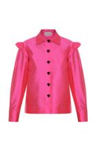 George Keburia Ruffled Shoulders Silk Shirt