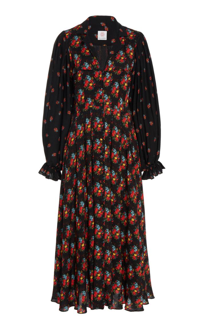 Gl Hrgel Printed Long Sleeve Dress With Belted Waist