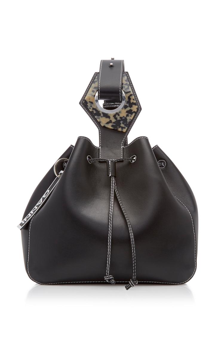 Ganni Mini Leather Drawstring Bag