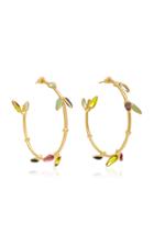 Gripoix Bamboo Creole 24k Gold-plated Brass And Poured Glass Pierced Earrings