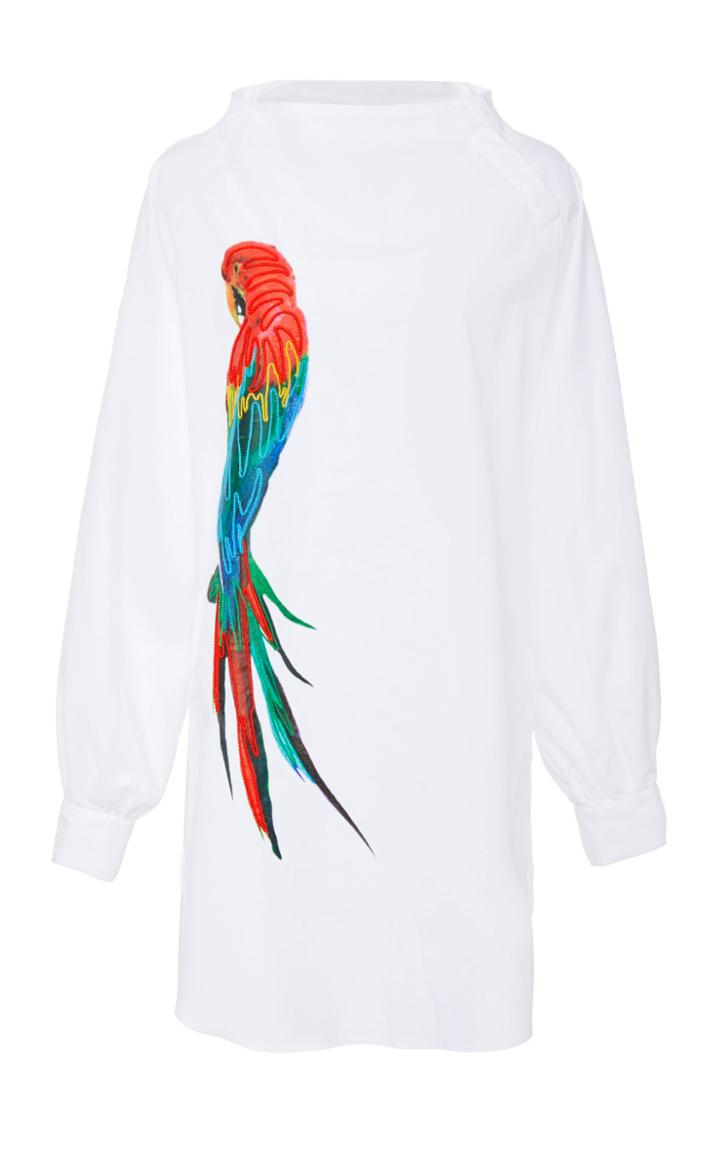 Stella Jean Embroidered Parrot Shirt Dress