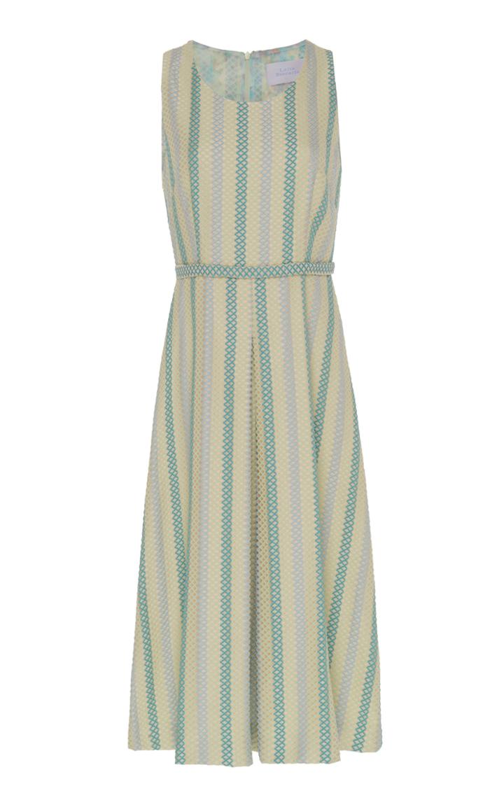 Luisa Beccaria Striped Cotton Blend Midi Dress