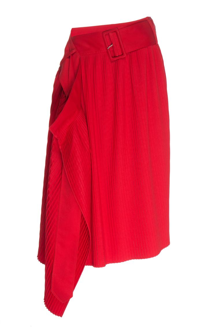 Rokh Belted Wrap-effect Pleated Skirt
