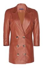 Zeynep Aray Double Breasted Leather Blazer