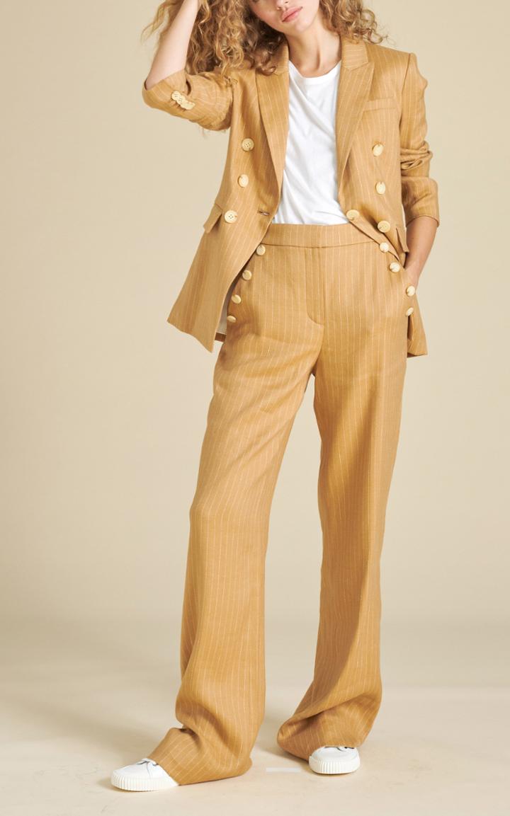 Moda Operandi Veronica Beard Gaya Double-breasted Linen-blend Blazer