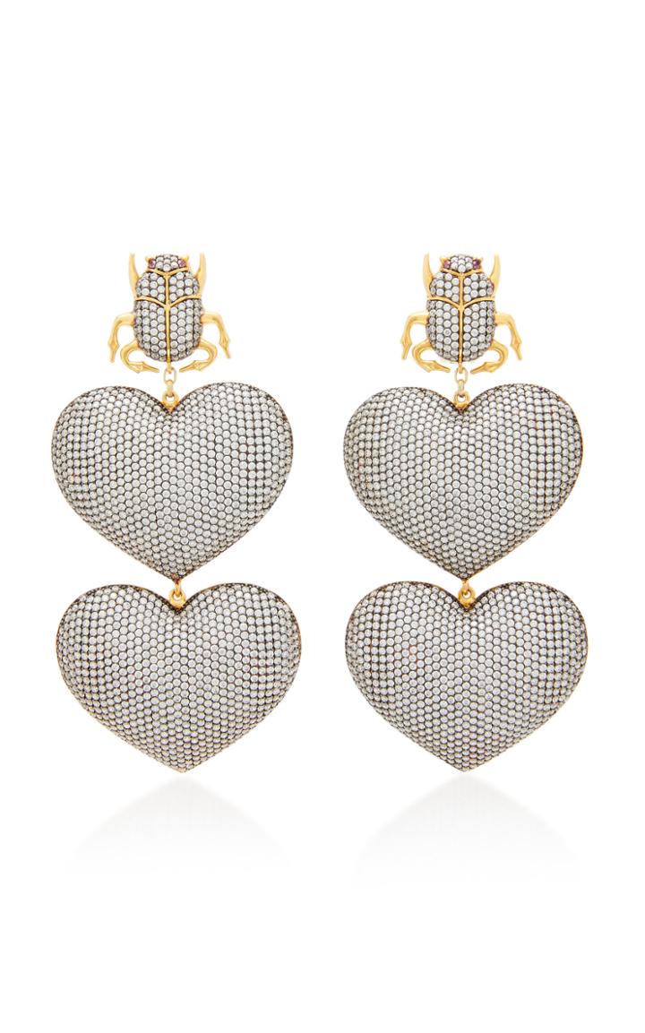 Begum Khan Scarab Mon Amour 24k Gold-plated Crystal Earrings