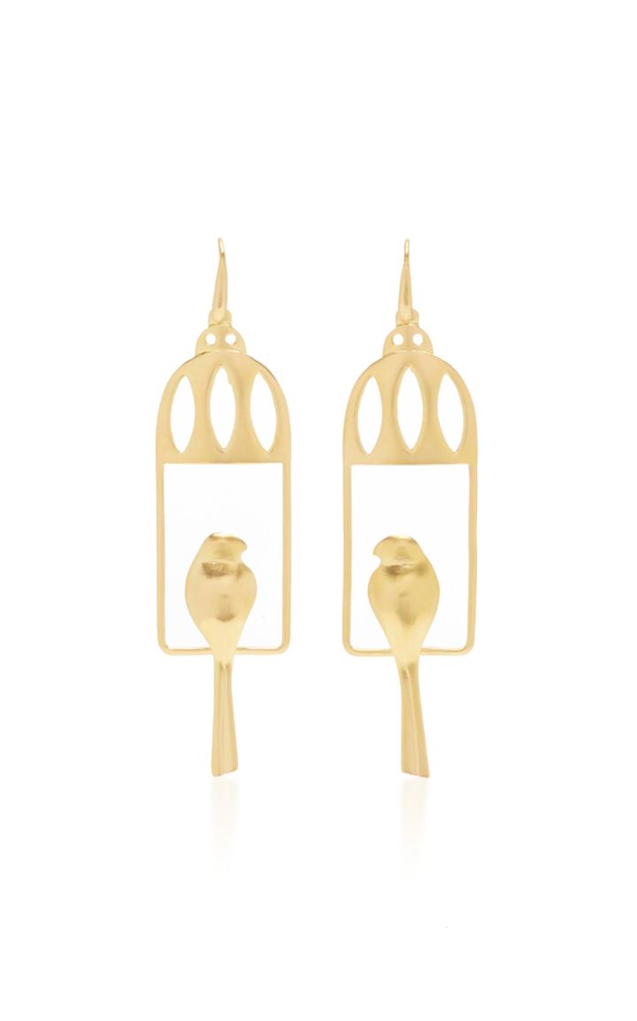 Ilias Lalaounis 18k Gold Caged Bird Earrings
