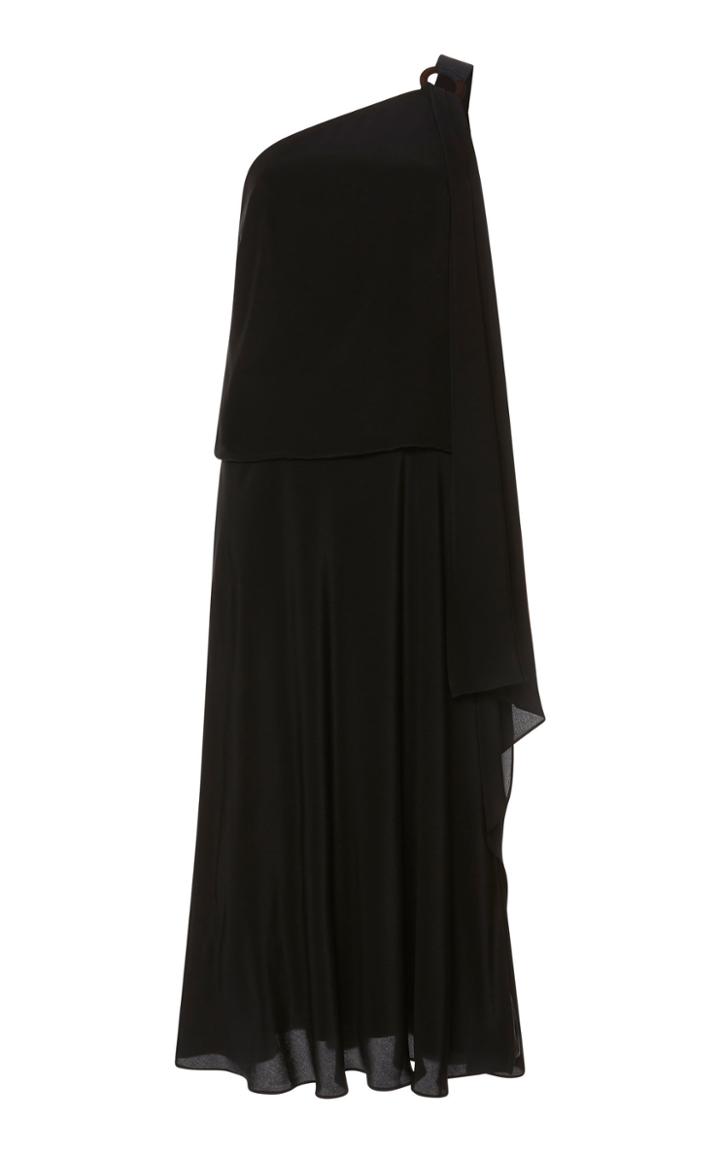 Zeus + Dione Rhea One Shoulder Crepe De Chine Midi Dress