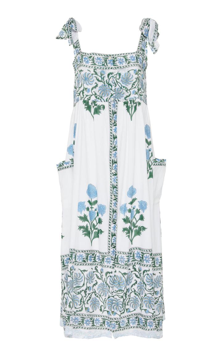 Juliet Dunn Poppy Print Cotton Midi Dress