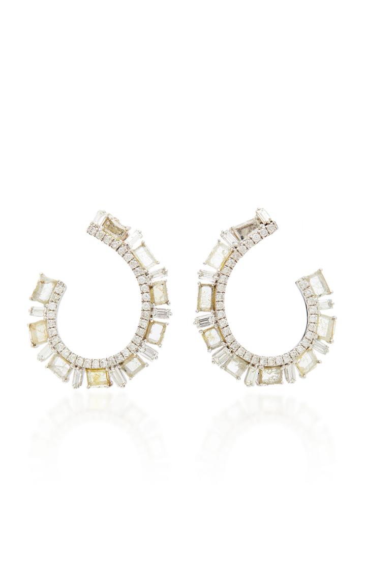 Nina Runsdorf M'o Exclusive: One-of-a-kind Baguette Slice Diamond Hoop Earrings