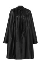 Narciso Rodriguez Leather Drop Shoulder Coat With Elongated Collar