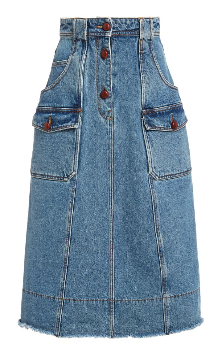 Moda Operandi Philosophy Di Lorenzo Serafini A-line Denim Midi Skirt