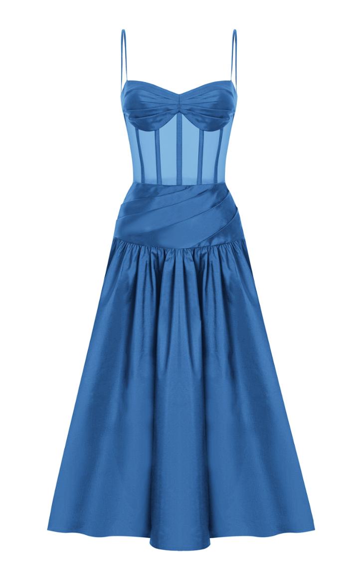 Rasario Pleated Silk-blend Corset Dress