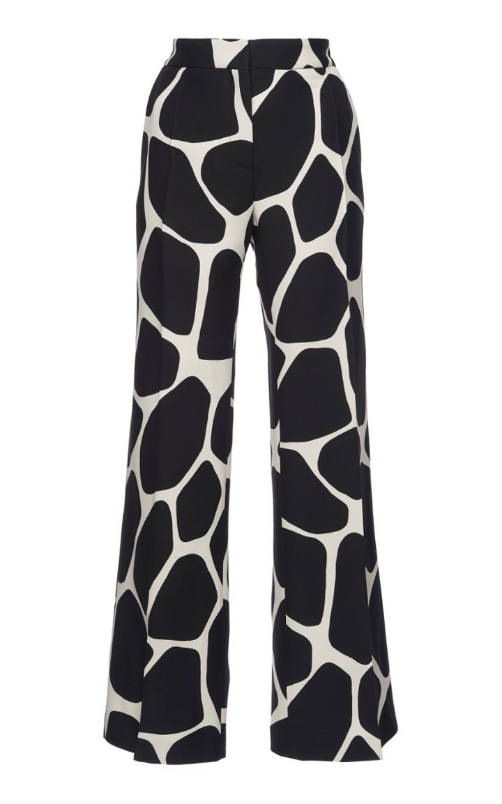 Valentino Printed Wool And Silk-blend Wide-leg Pants