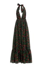 Moda Operandi Agua By Agua Bendita Oliva Hedera-print Linen Maxi Halter Dress