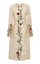 Oscar De La Renta Bow-back Embroidered Silk-blend Coat