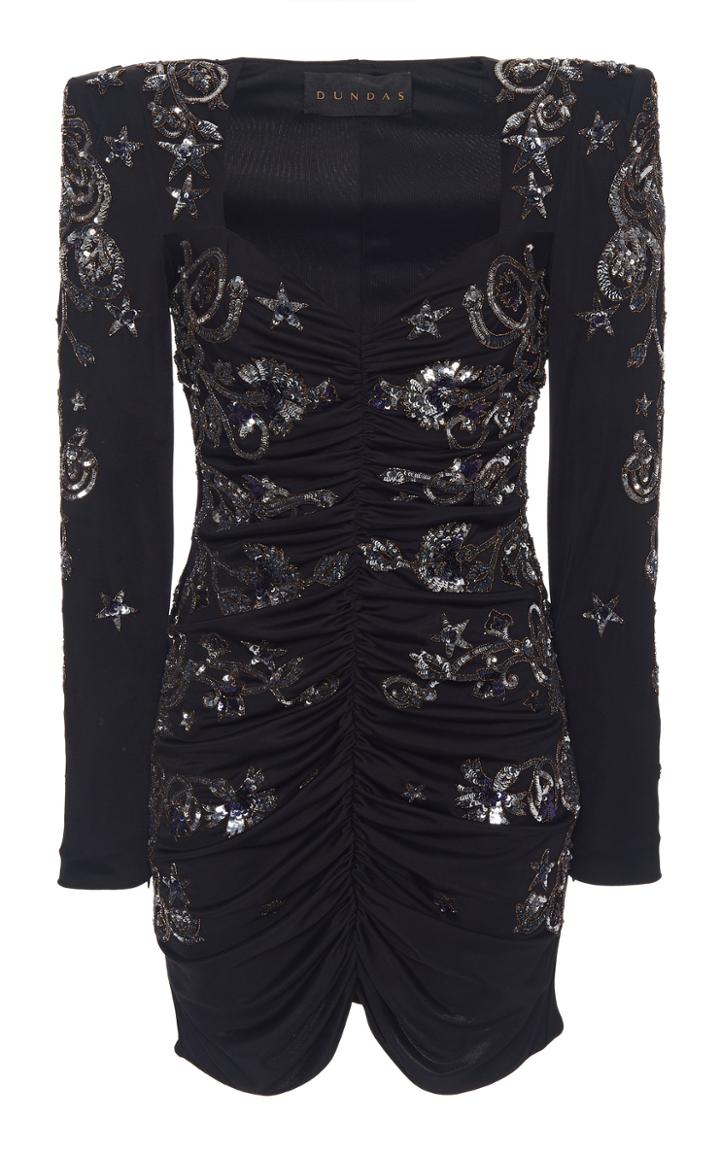 Dundas Embellished Ruched Crepe De Chine Mini Dress