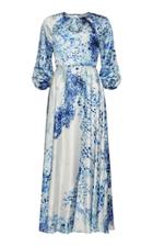 Moda Operandi Lilli Jahilo Madlen Porcelain Maxi Silk Dress With Bishop Sleeves Size