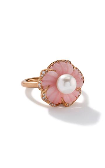 Moda Operandi Irene Neuwirth Cherry Blossom Ring Set With Pink Opal And Pearl