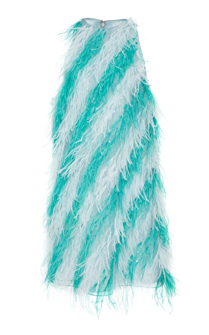 J. Mendel Sleeveless Feather Cocktail Dress