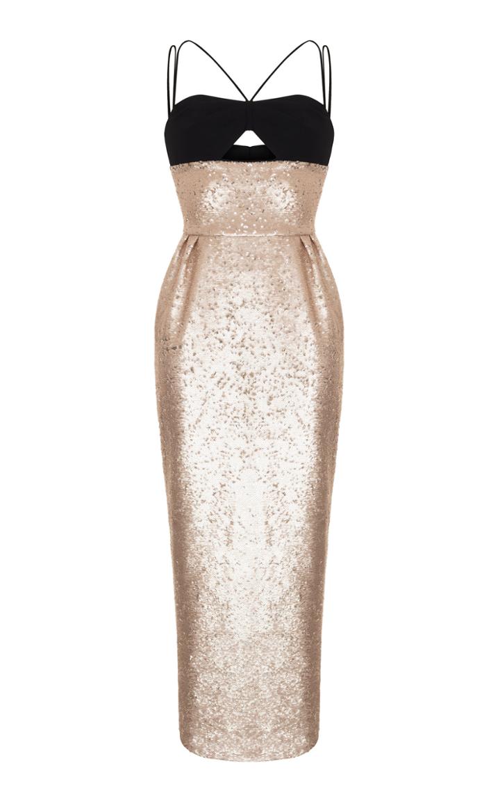Rasario Sequin Dress With Crepe Top