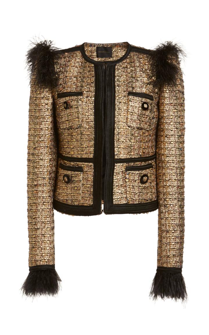 Moda Operandi Zuhair Murad Golden Feathered Icon Tweed Jacket