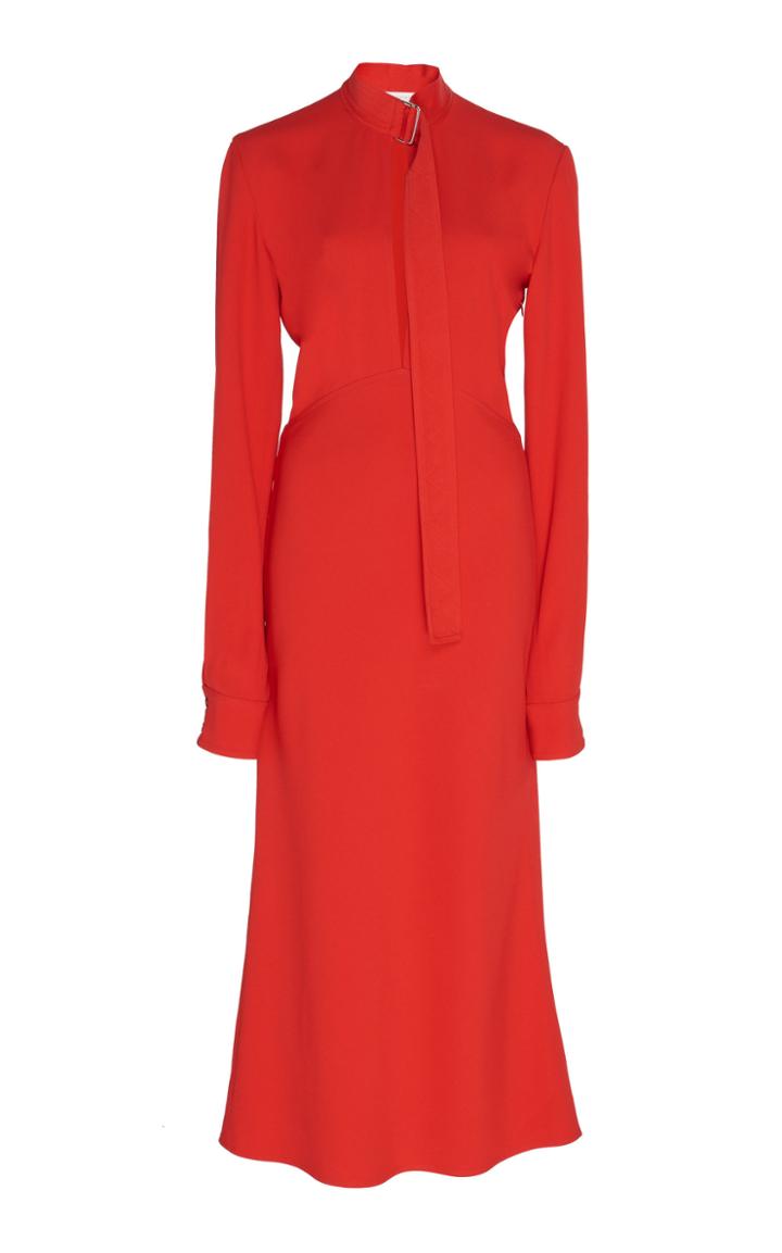 Victoria Beckham Buckled Collar Crepe Midi Dress