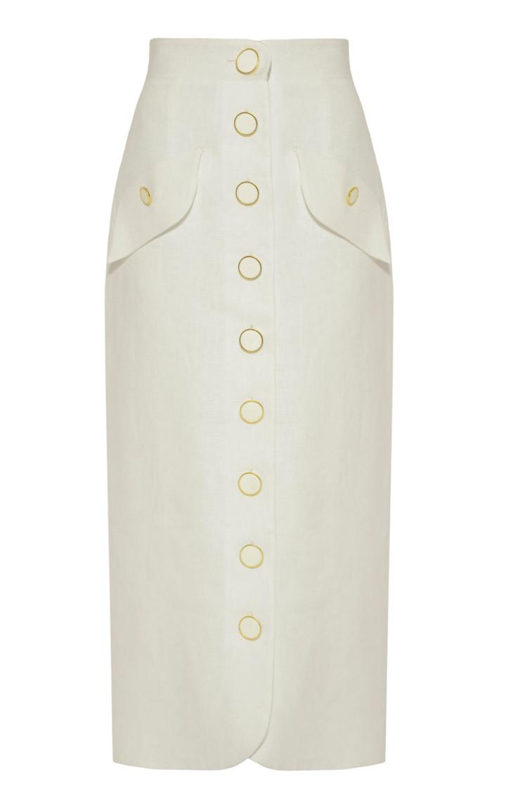 Moda Operandi George Keburia Button-detailed Linen Skirt Size: S