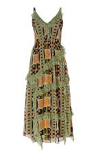 Moda Operandi Temperley London Etoile Silk Ruffled Printed Midi Dress Size: 6