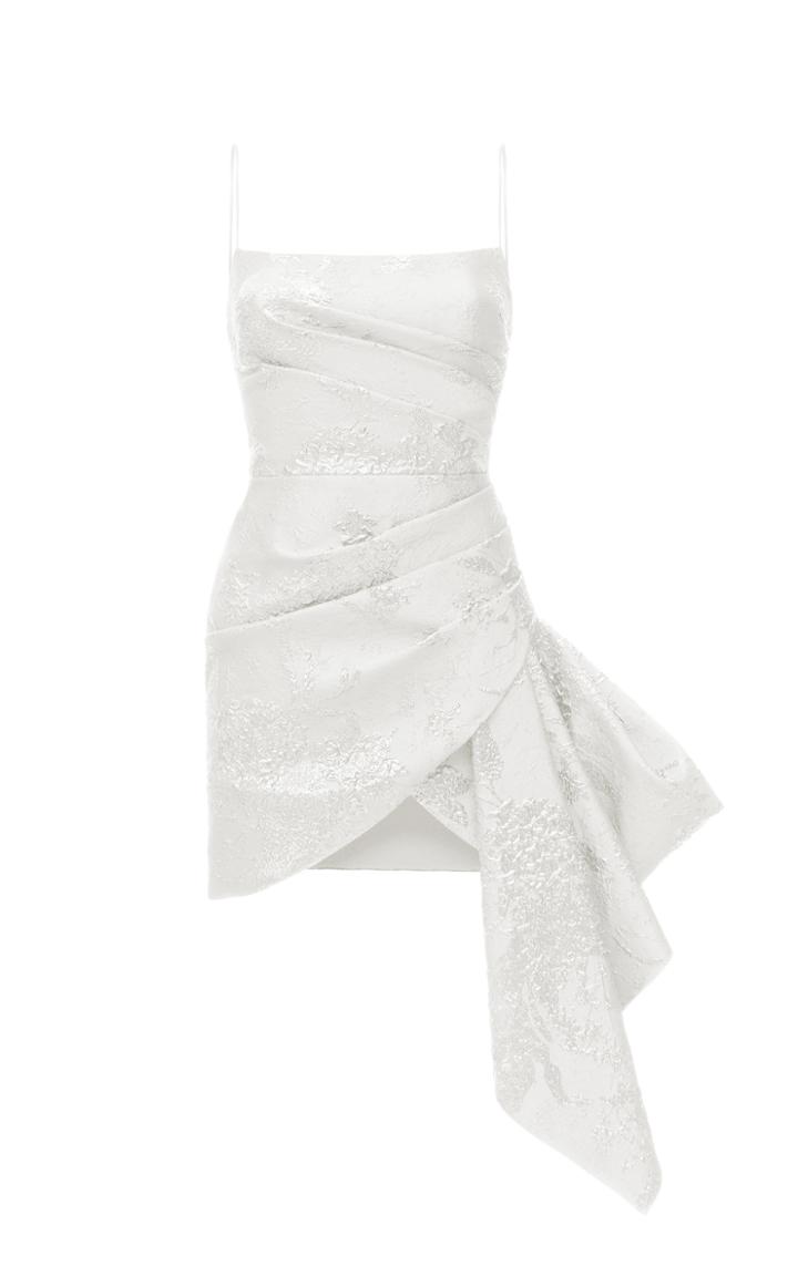 Moda Operandi Rasario Asymmetric Draped Jacquard Mini Dress