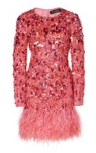 Jenny Packham Anais Feather-trimmed Sequined Dress