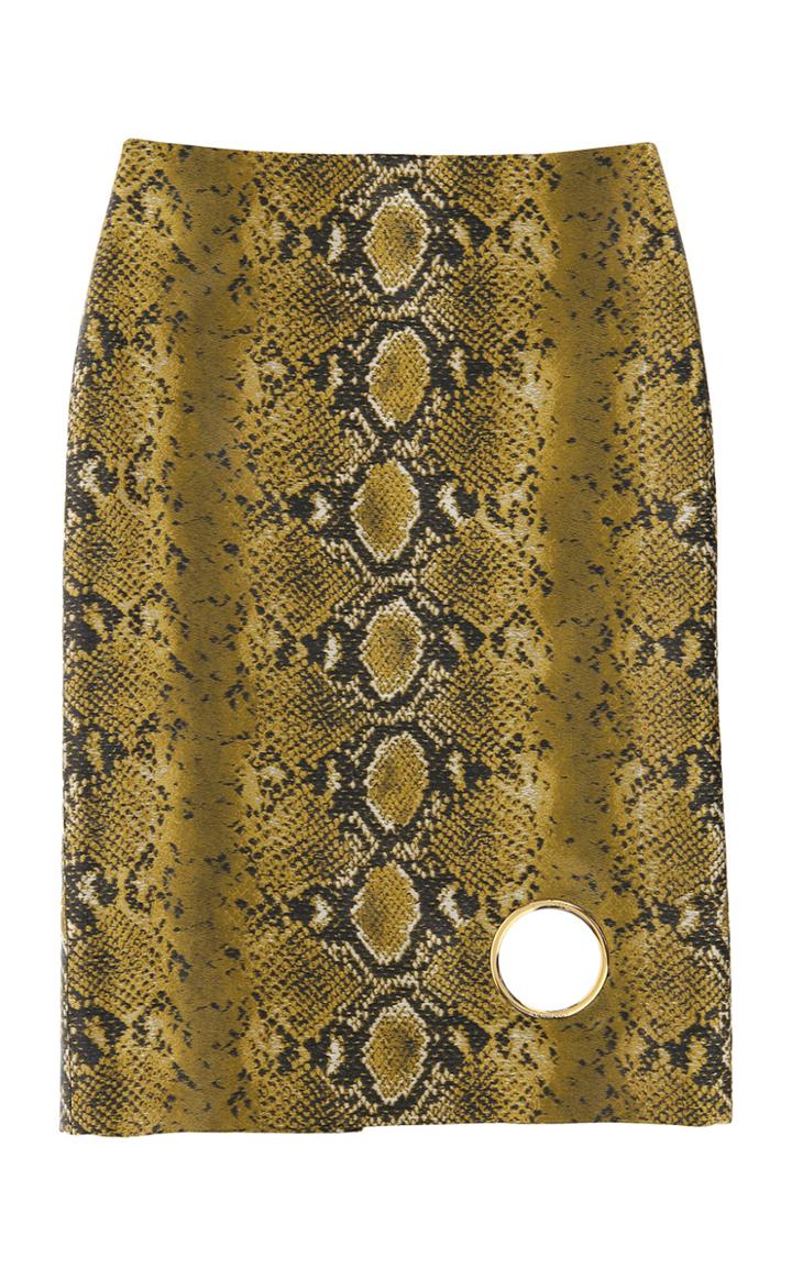 Moda Operandi Versace Cutout-detailed Python Jacquard Midi Skirt