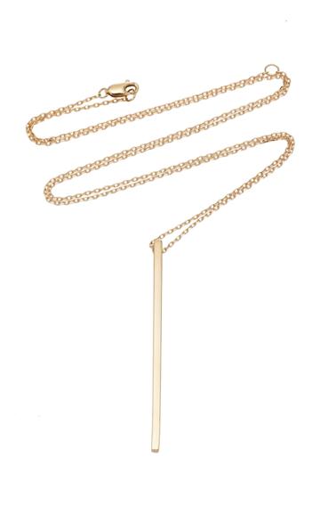 Aurate M'o Exclusive: Long Gold Bar Drop Necklace