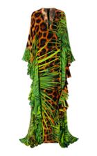 Naeem Khan Silk Jungle Animal Print Caftan