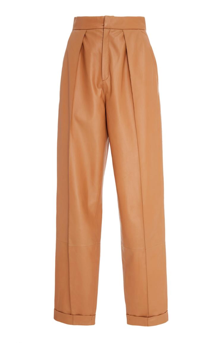 Zeynep Aray One Pleat Leather Pants