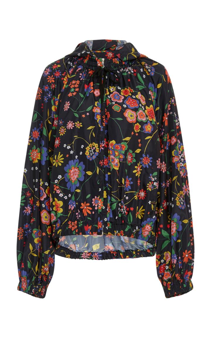 Tibi Detachable Hoodie Floral Anorak