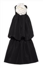 Elizabeth Kennedy Strapless Tiered Faille Bubble Gown With Satin Rose