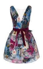 Marchesa Floral-pattered Silk Cocktail Dress