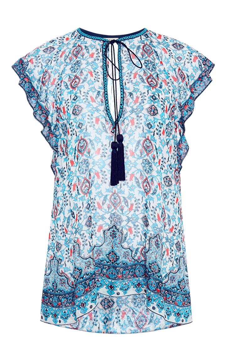 Talitha Maharaja Print Frill Tank Top