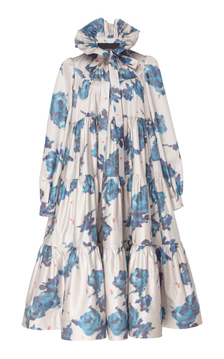 Marc Jacobs Scattered Roses Floral-print Tiered Silk Dress