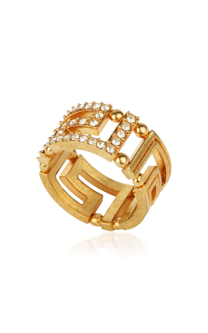 Versace Crystal-embellished Gold-tone Ring