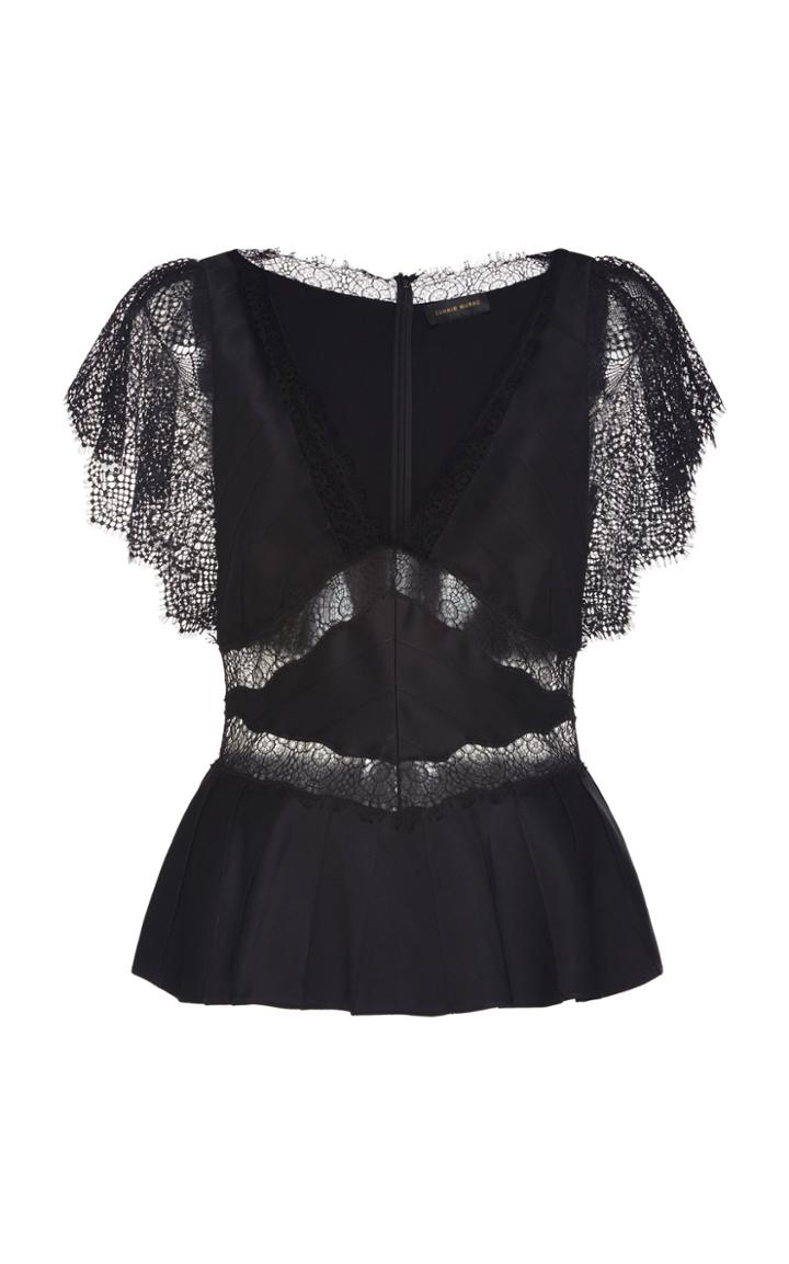 Moda Operandi Zuhair Murad Chantilly-detail Peplum Silk Blouse Size: 32