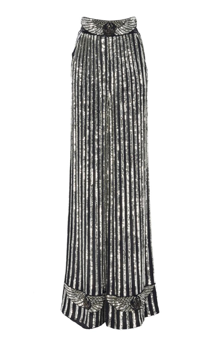 Dundas Embroidered Silk Wide Leg Trousers
