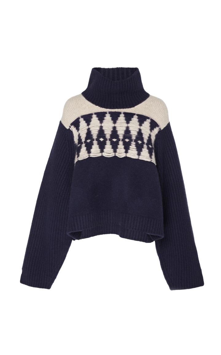 Khaite Luna Intarsia Cashmere Turtleneck Sweater