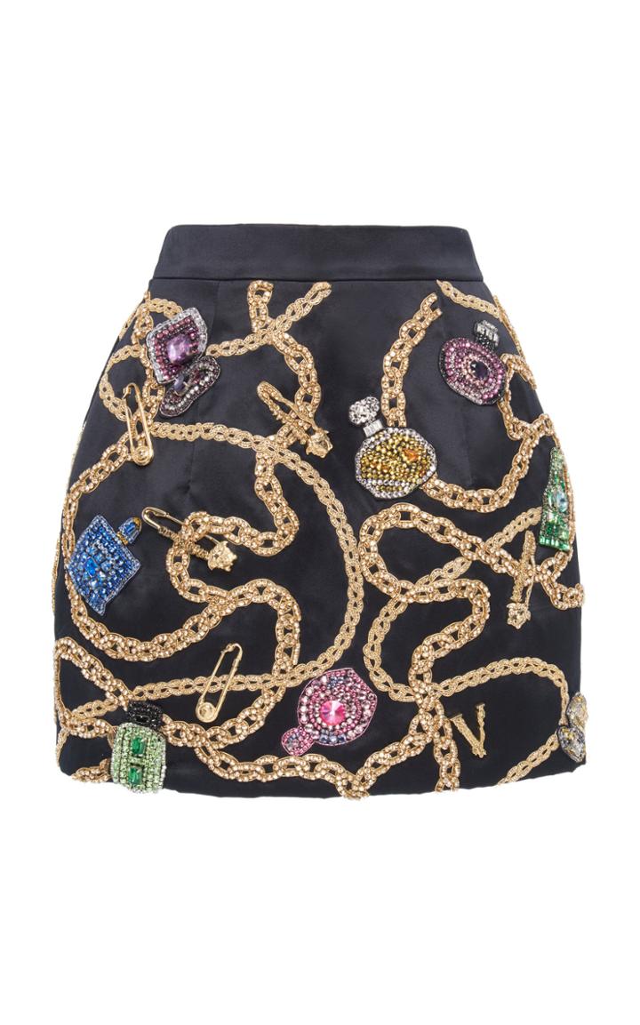 Versace Embroidered Silk Mini Skirt